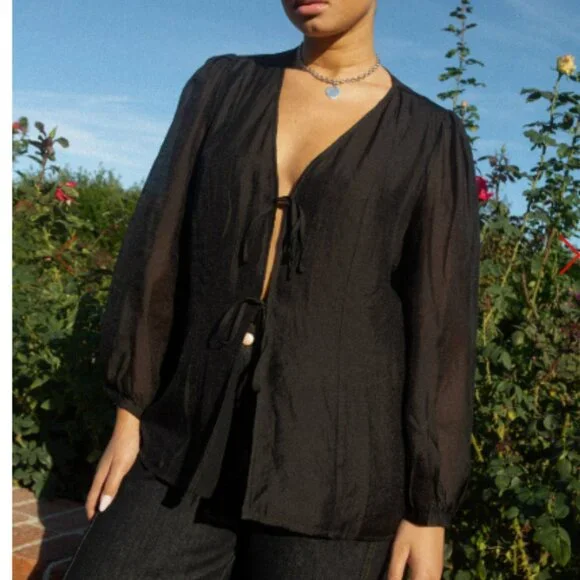 Meera Blouse Lisa Says Gah - Black Organza - XL only - Picture 1 of 4